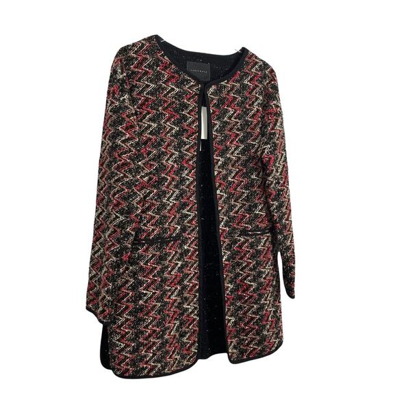 Sanctuary Kimono City Jacket Multi Black Boucle Chevron Print Size Small NEW - Picture 7 of 12